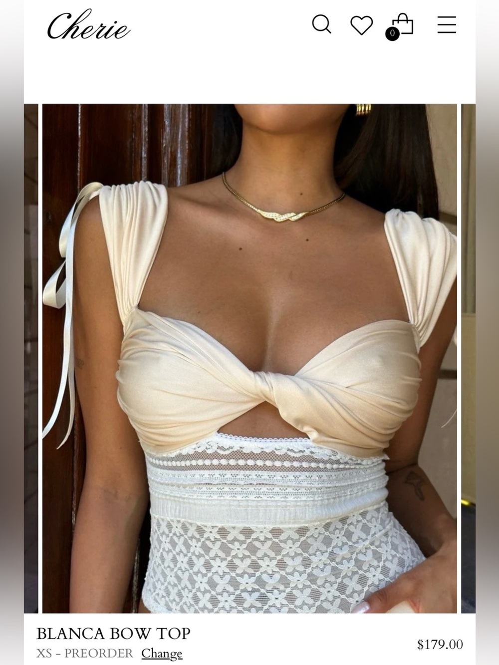 Cherie - BLANCA BOW TOP Size XS